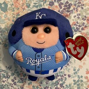 Ty NWT Beanie Ballz plush featuring a baseball player representing the KC Royals
